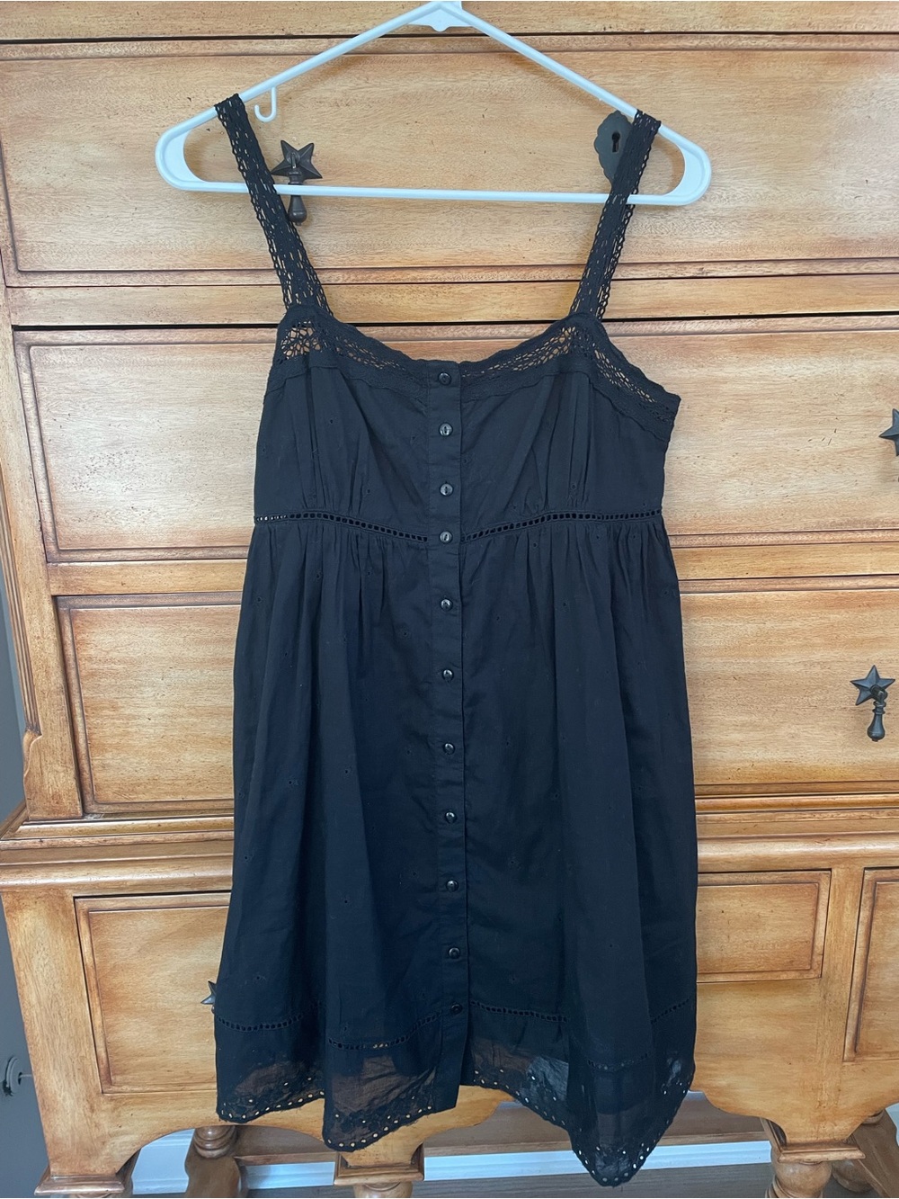 Urban Outfitters Black Eyelet Button-Front Sundress, Size Medium